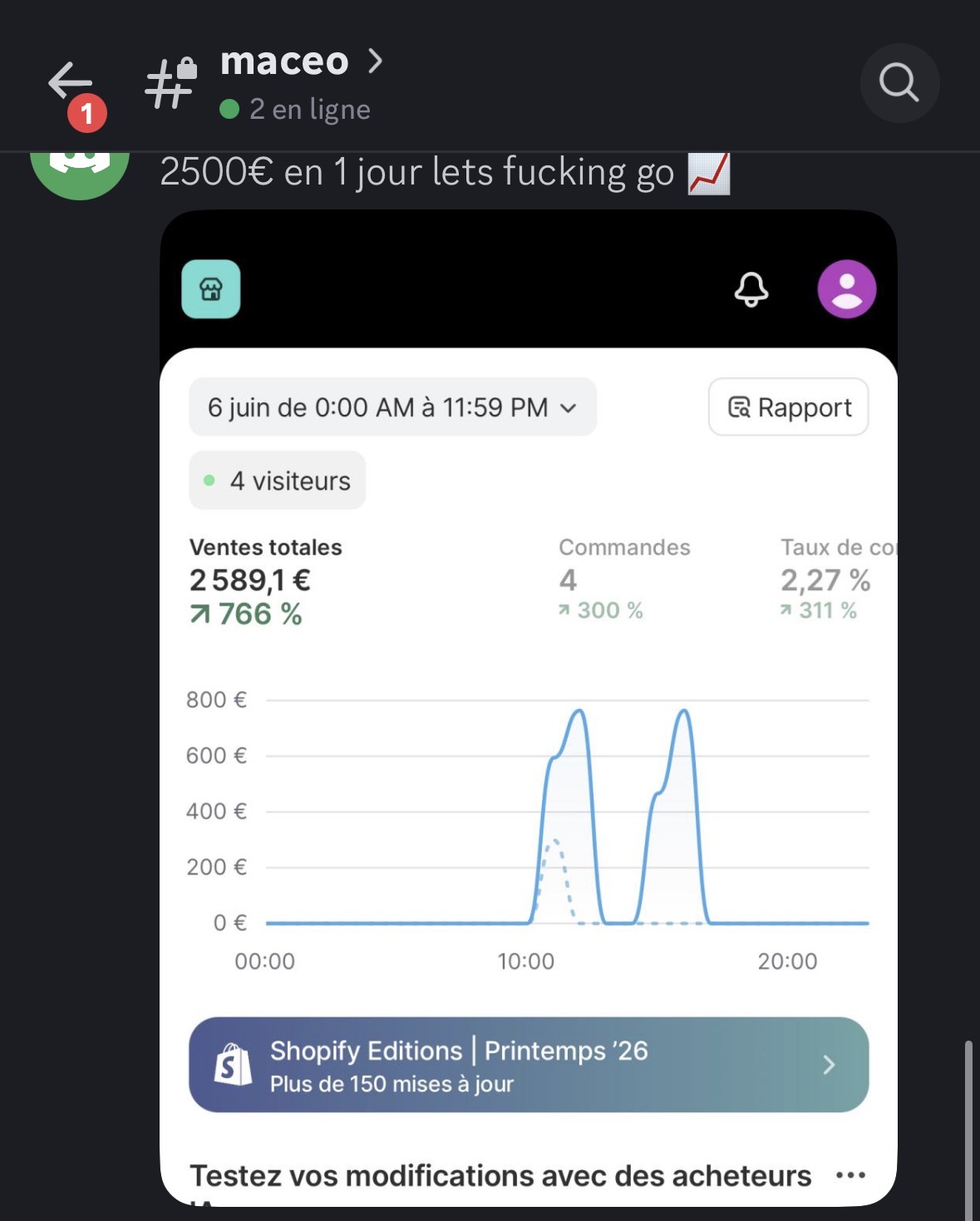 2,500€ en 1 jour — Maceo